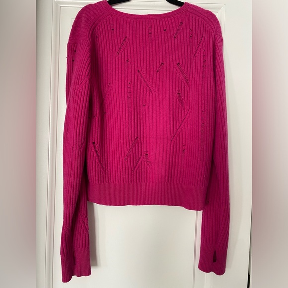 HELMUT LANG DISTRESSED V-NECK SWEATER W THUMB HOLES - Picture 4 of 6